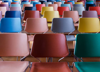 Coloured lecture seats